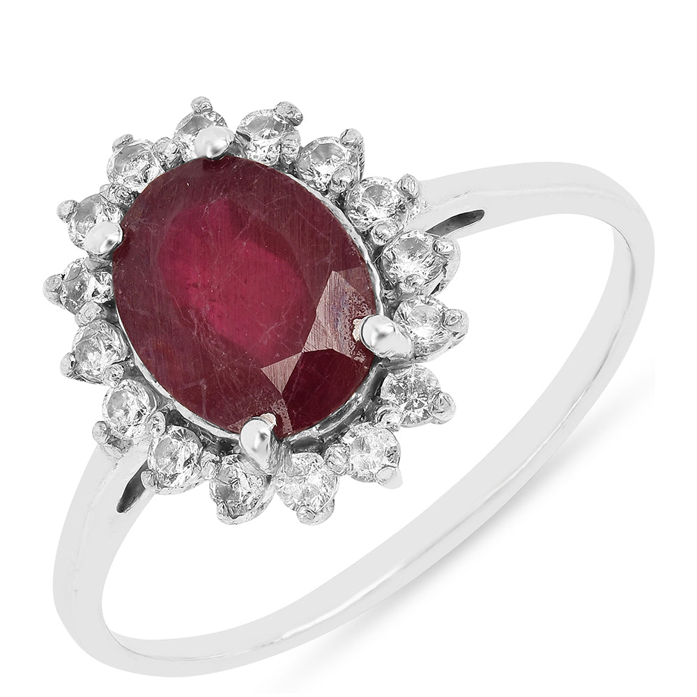 Strieborný Prsteň s Thajským Rubínom a Bielym Zirkónom 1 