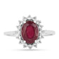 Strieborný Prsteň s Thajským Rubínom a Bielym Zirkónom
