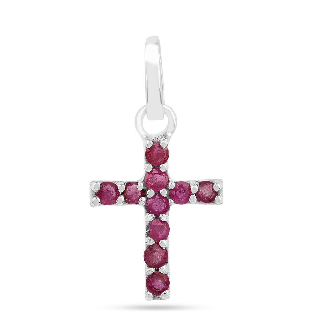 Kríž Strieborný Prívesok s Thajským Rubínom