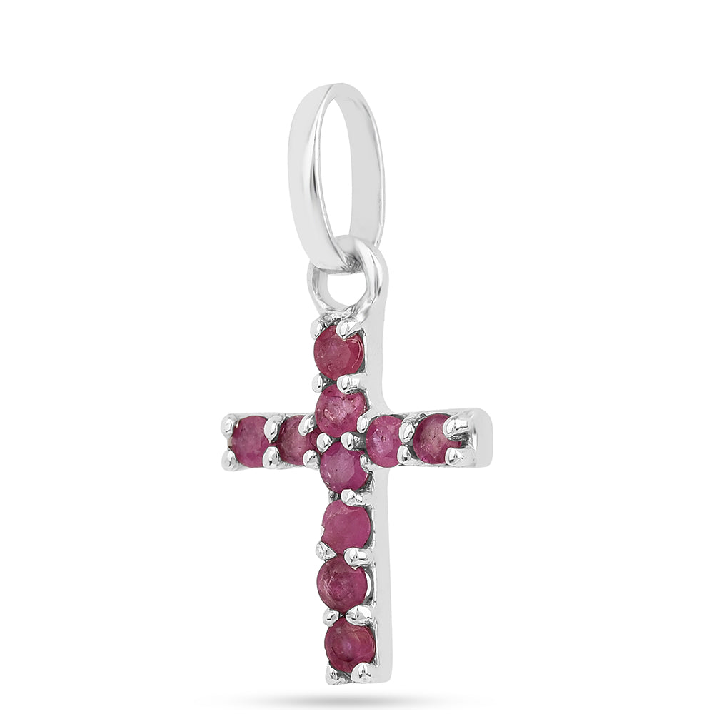 Kríž Strieborný Prívesok s Thajským Rubínom 2 