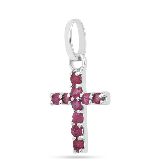 Kríž Strieborný Prívesok s Thajským Rubínom