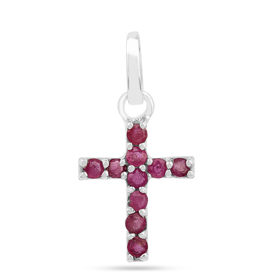 Kríž Strieborný Prívesok s Thajským Rubínom