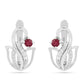 Strieborné Náušnice s Thajským Rubínom a Bielym Zirkónom