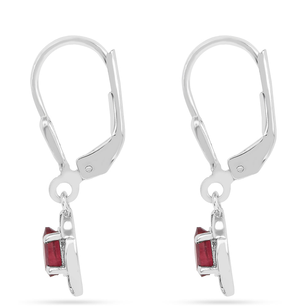 Strieborné Náušnice s Thajským Rubínom 2 