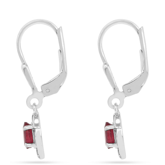 Strieborné Náušnice s Thajským Rubínom