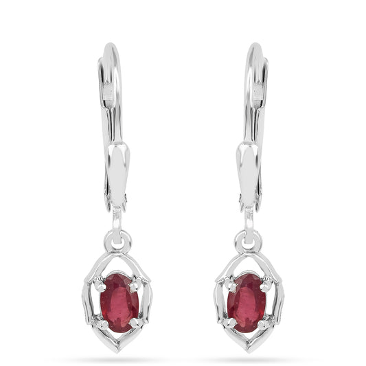 Strieborné Náušnice s Thajským Rubínom