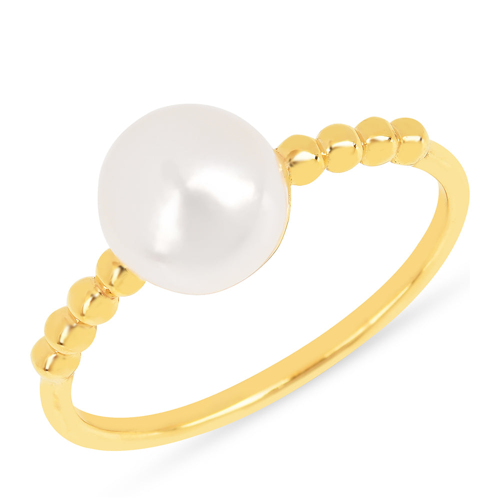 Pozlátený Strieborný Prsteň s S Krémovú Sladkovodnou Perlou 1 