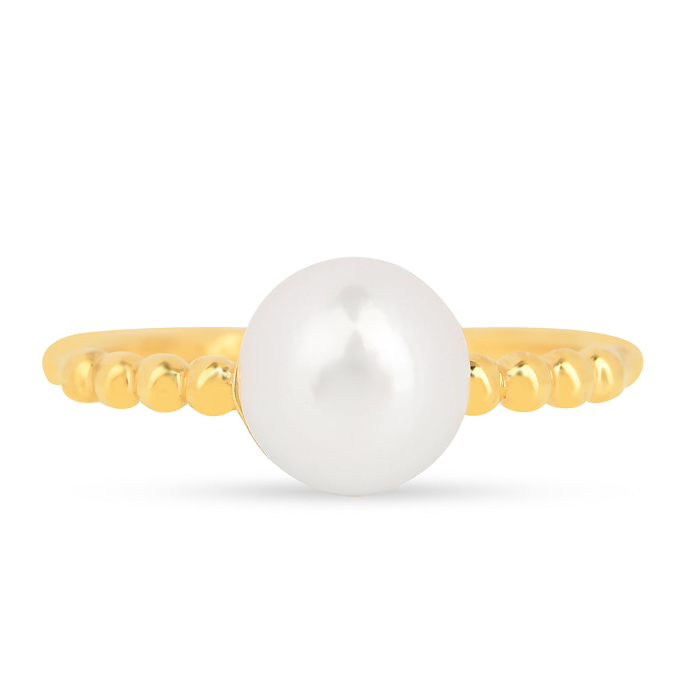 Pozlátený Strieborný Prsteň s S Krémovú Sladkovodnou Perlou 2 