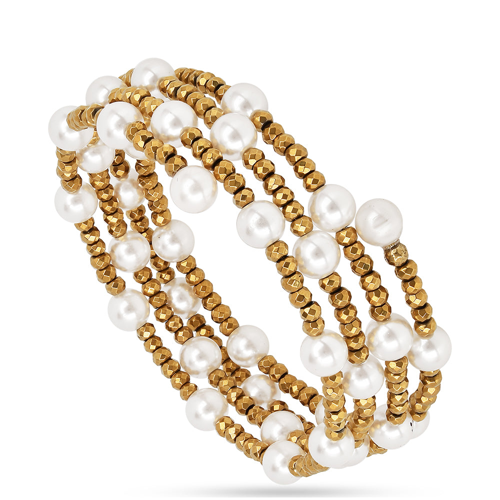 Pozlátený Strieborný Náramok s S Krémovú Sladkovodnou Perlou 2 