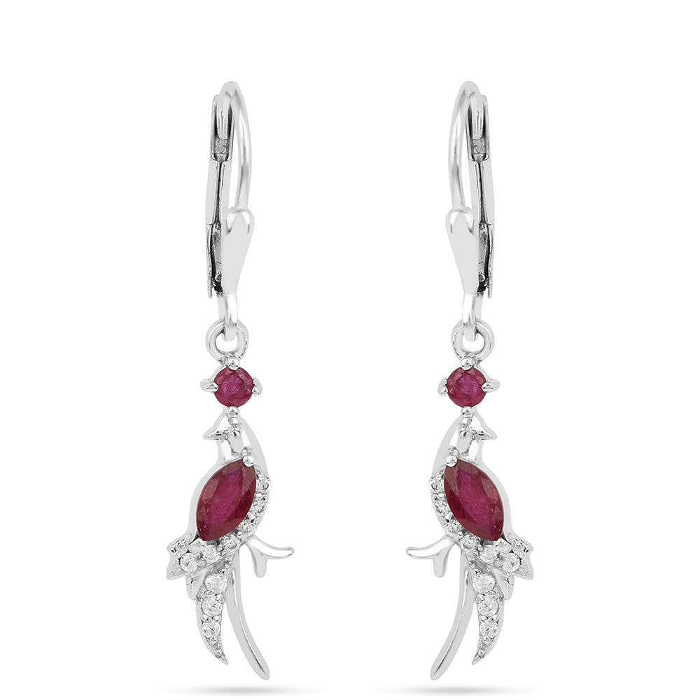 Strieborné Náušnice s Thajským Rubínom 1 