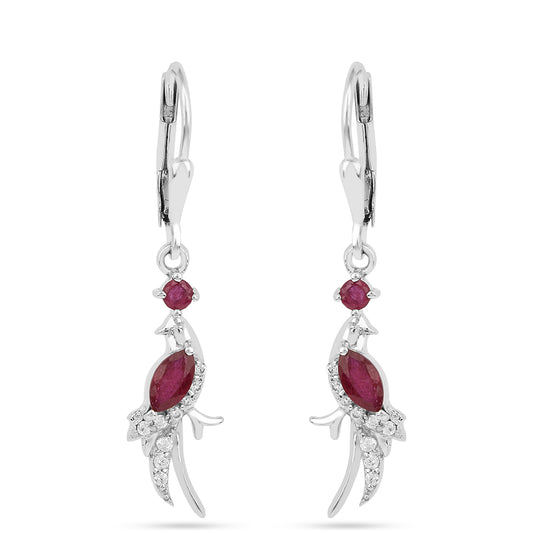 Strieborné Náušnice s Thajským Rubínom