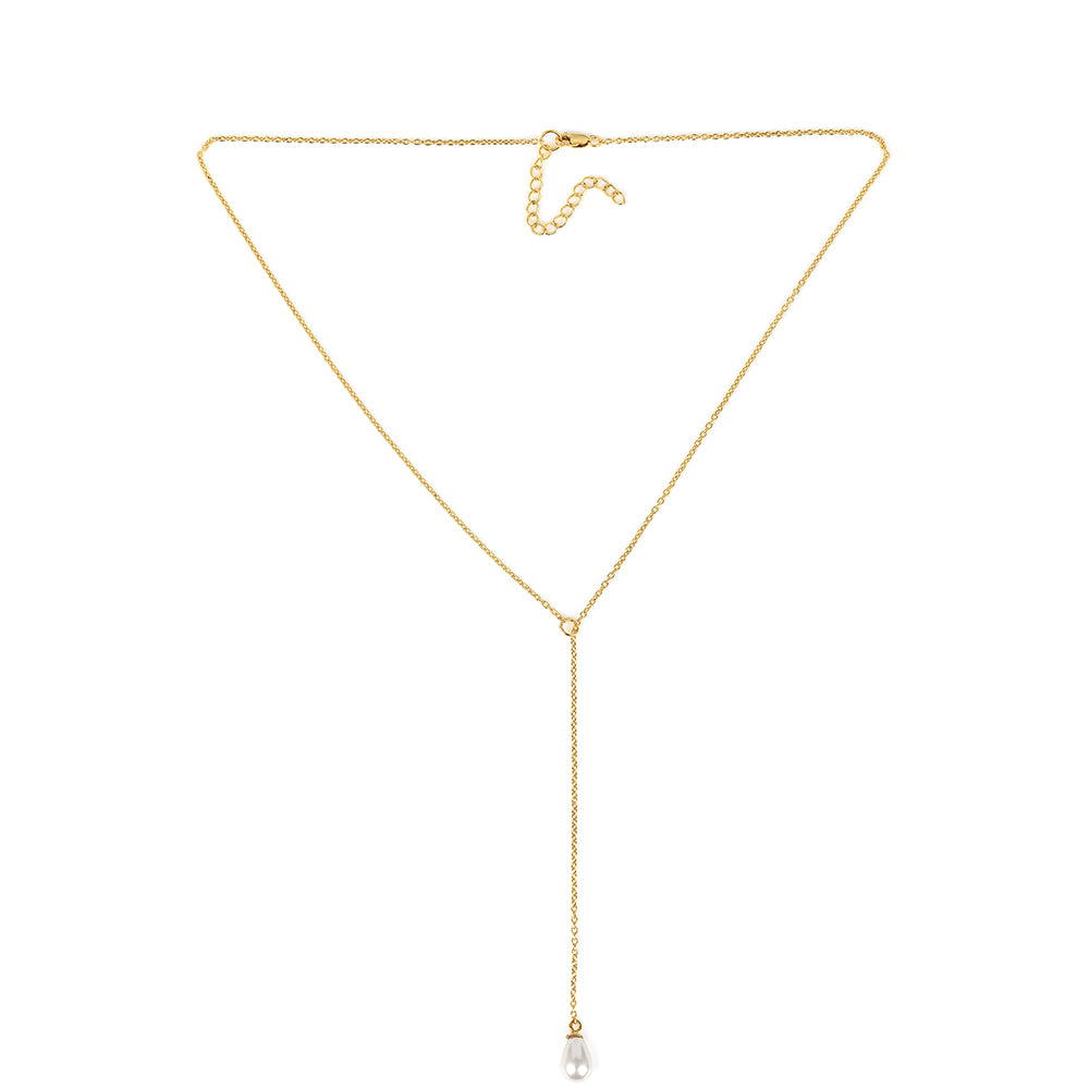 Pozlátený Strieborný Náhrdelník s S Krémovú Sladkovodnou Perlou 1 