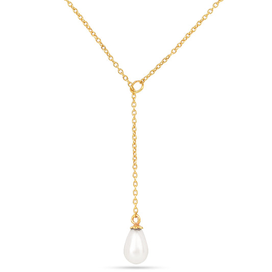 Pozlátený Strieborný Náhrdelník s S Krémovú Sladkovodnou Perlou