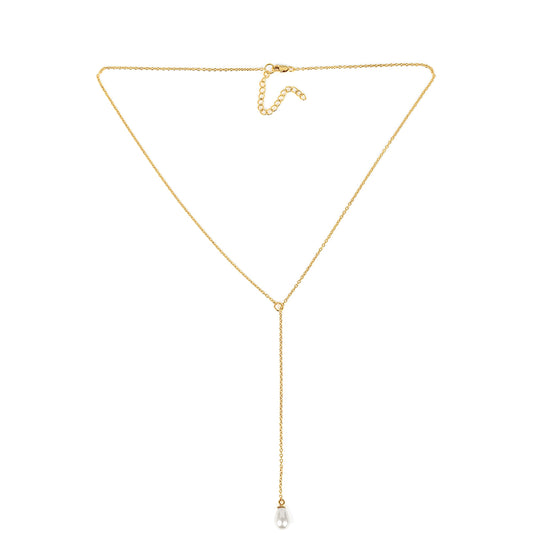 Pozlátený Strieborný Náhrdelník s S Krémovú Sladkovodnou Perlou