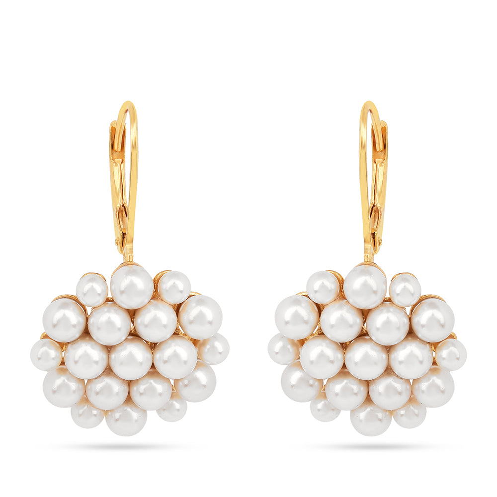 Pozlátené Strieborné Náušnice s S Krémovú Sladkovodnou Perlou