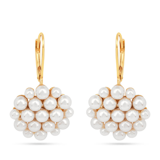 Pozlátené Strieborné Náušnice s S Krémovú Sladkovodnou Perlou