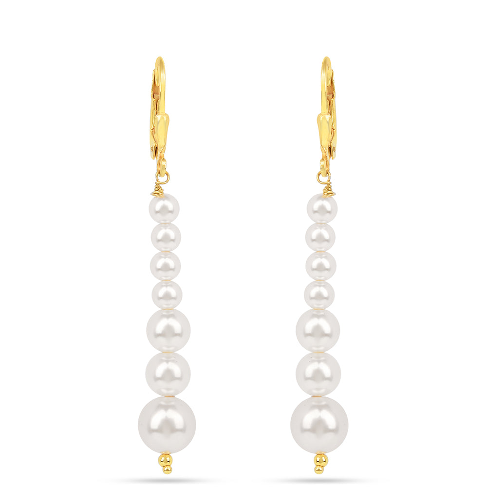 Pozlátené Strieborné Náušnice s S Krémovú Sladkovodnou Perlou