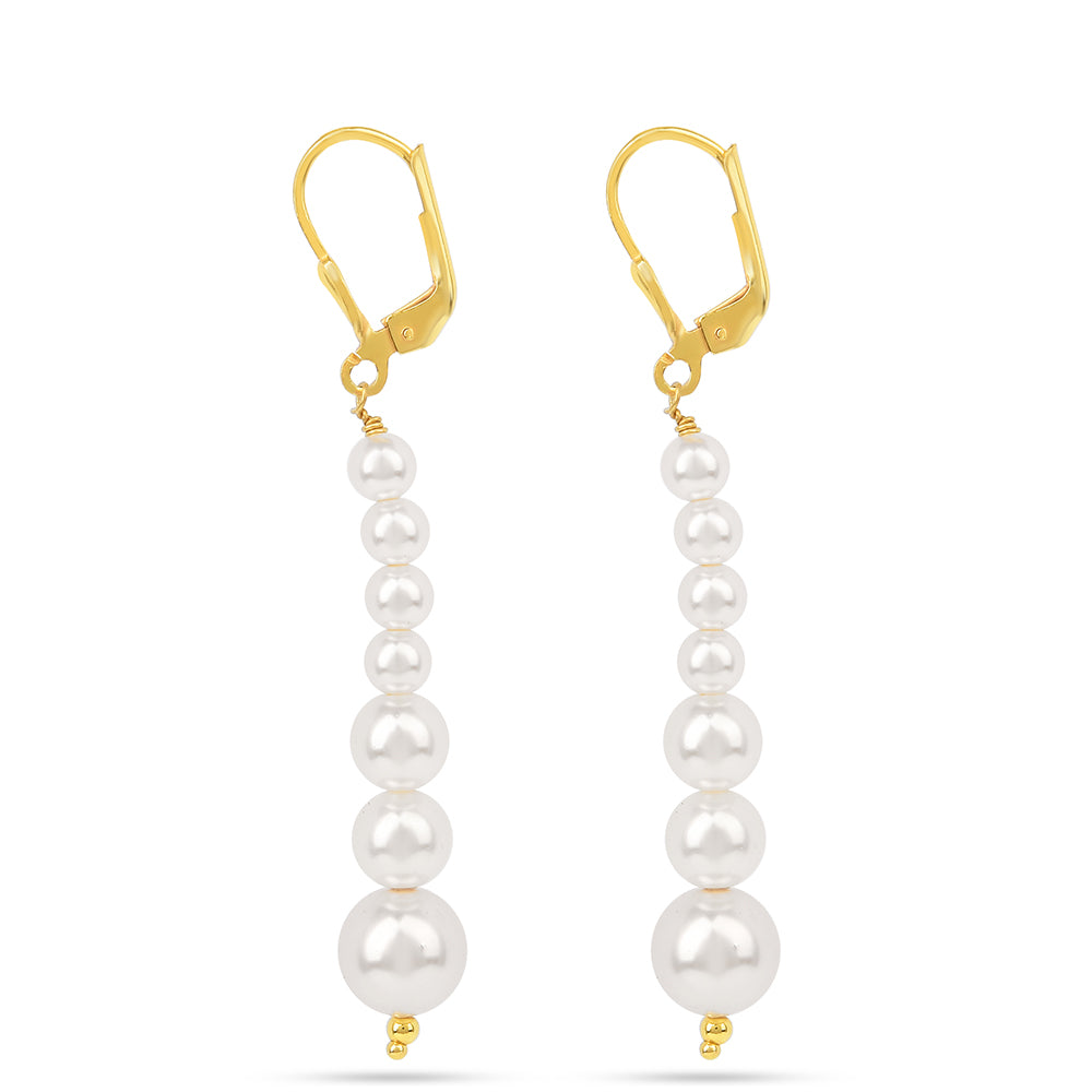 Pozlátené Strieborné Náušnice s S Krémovú Sladkovodnou Perlou