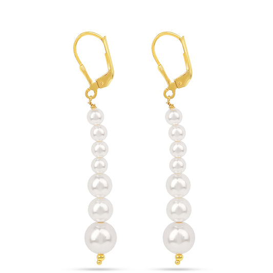 Pozlátené Strieborné Náušnice s S Krémovú Sladkovodnou Perlou