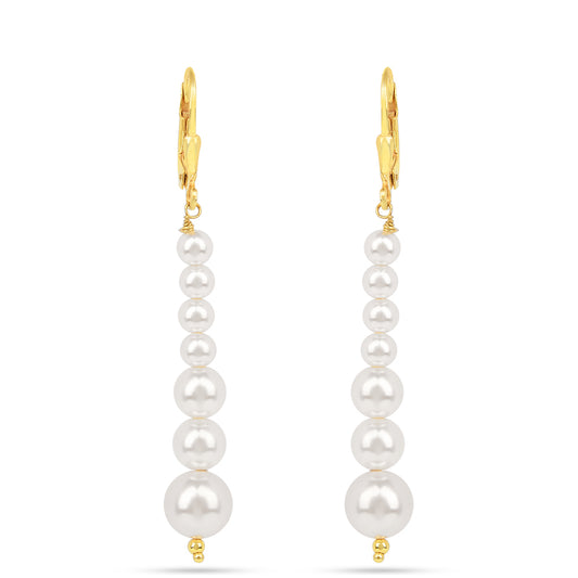 Pozlátené Strieborné Náušnice s S Krémovú Sladkovodnou Perlou