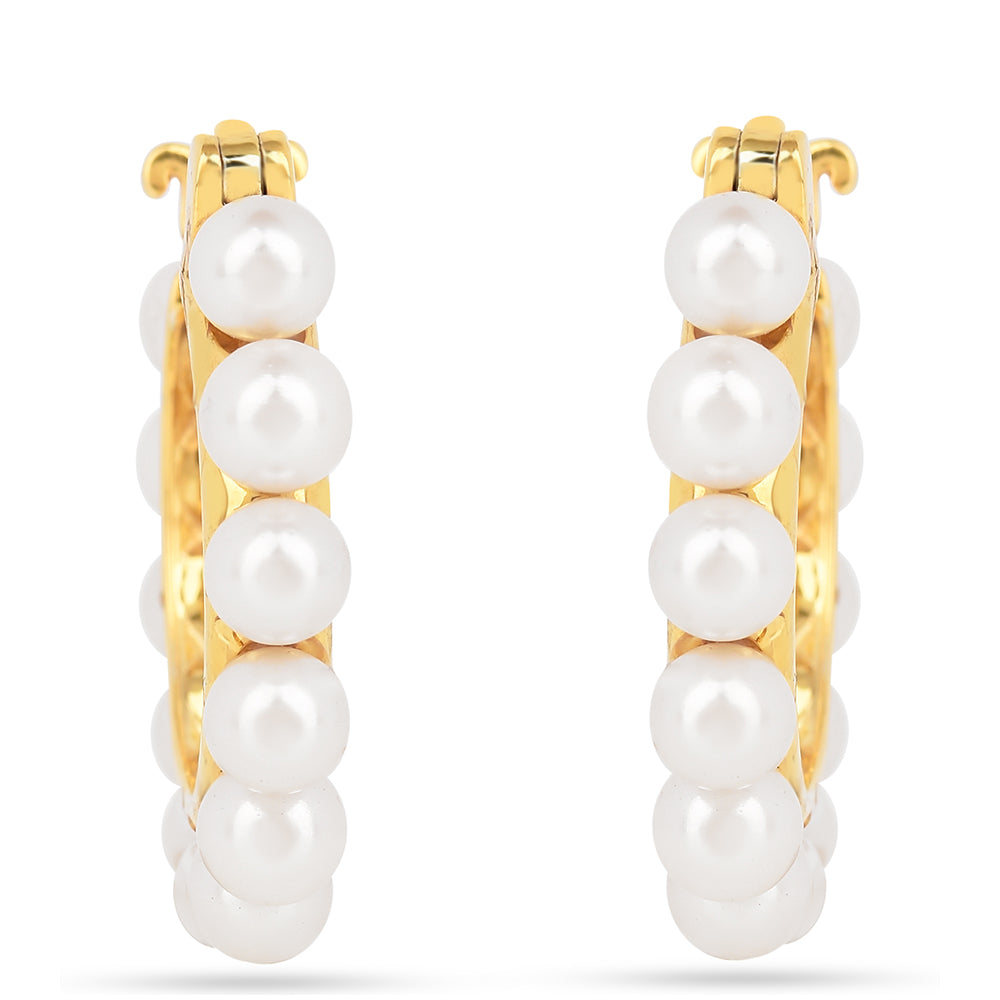 Pozlátené Strieborné Náušnice s S Krémovú Sladkovodnou Perlou 2 