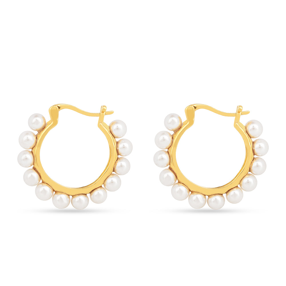 Pozlátené Strieborné Náušnice s S Krémovú Sladkovodnou Perlou 1 