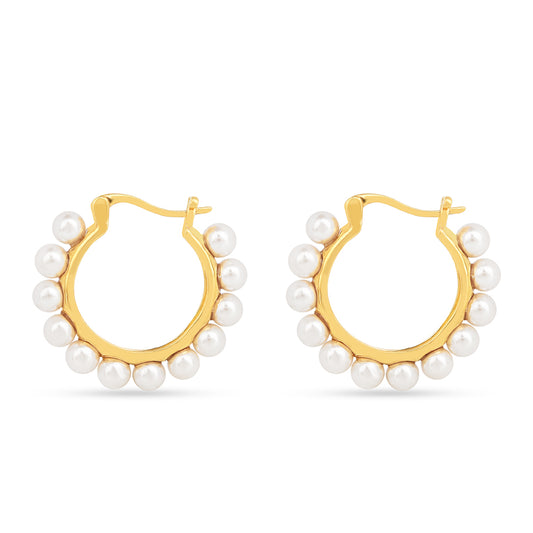 Pozlátené Strieborné Náušnice s S Krémovú Sladkovodnou Perlou