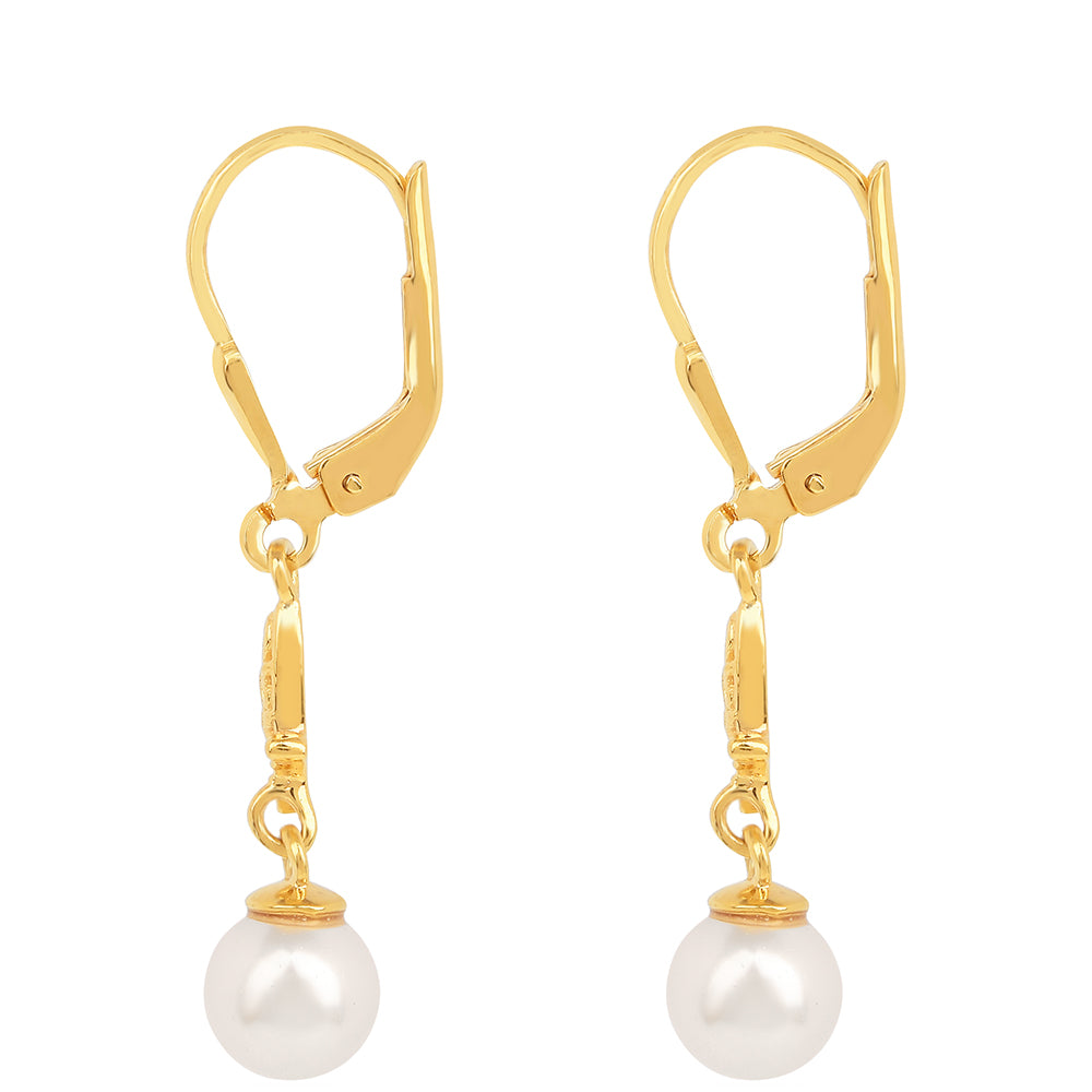 Pozlátené Strieborné Náušnice s S Krémovú Sladkovodnou Perlou 2 