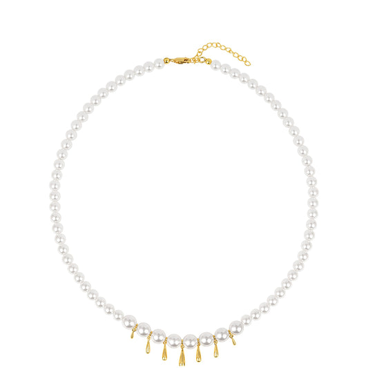 Pozlátený Strieborný Náhrdelník s S Krémovú Sladkovodnou Perlou