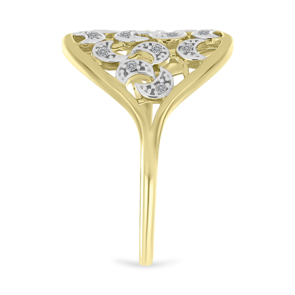 Pozlátený Strieborný Prsteň s Bielym Diamantom 4 