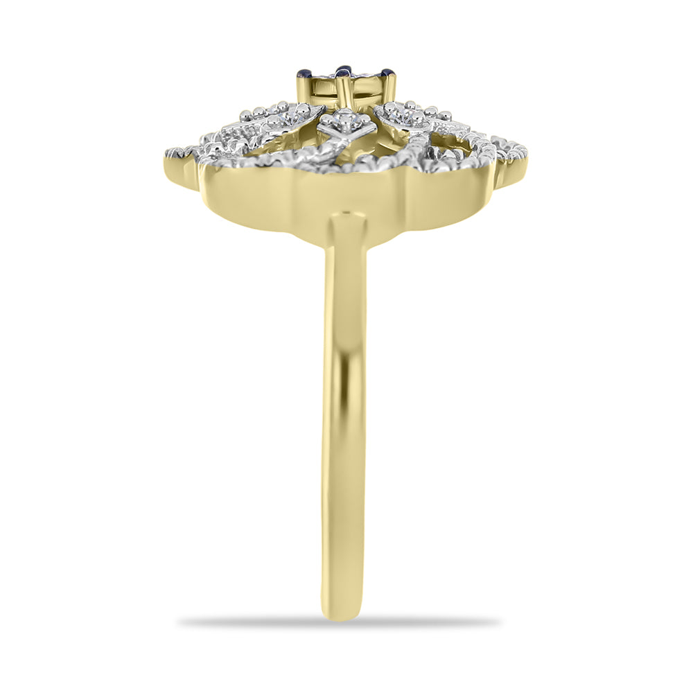 Pozlátený Strieborný Prsteň s so Zeleným Diamantom a Bielym Diamantom
