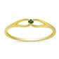 Pozlátený Strieborný Prsteň s so Zeleným Diamantom
