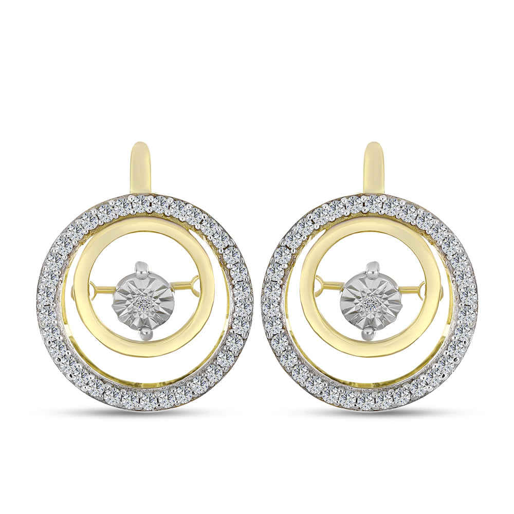 Pozlátené Strieborné Náušnice s Bielym Diamantom a Bielym Zirkónom