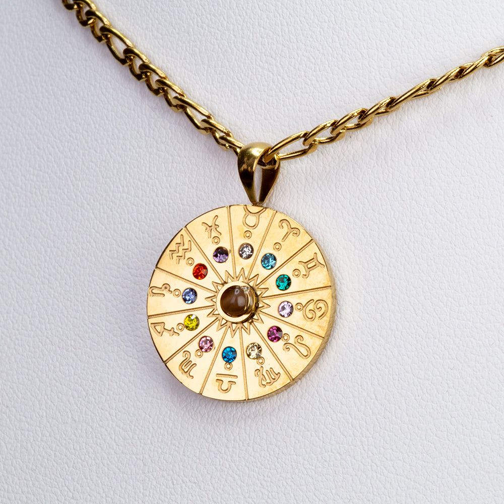 Pozlátený Zliatinový Náhrdelník s Tigrím Okom ( Náhrdelník+Prívesok )