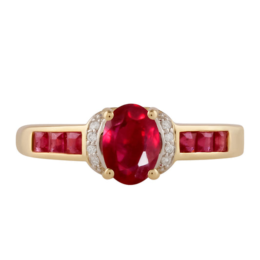 Zlatý Prsteň s Madagaskarským Rubínom a Bielym Zirkónom