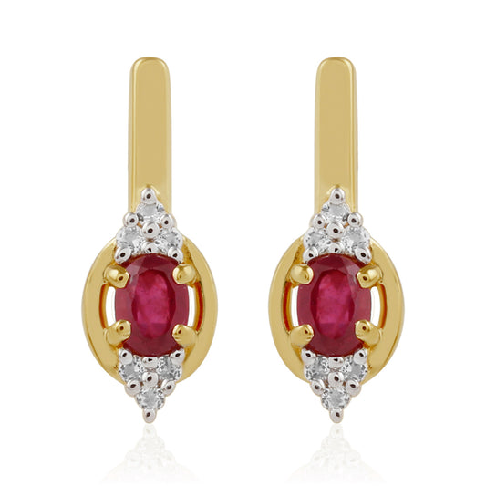 Pozlátené Strieborné Náušnice s Thajským Rubínom a Bielym Topásom