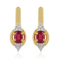 Pozlátené Strieborné Náušnice s Thajským Rubínom a Bielym Topásom