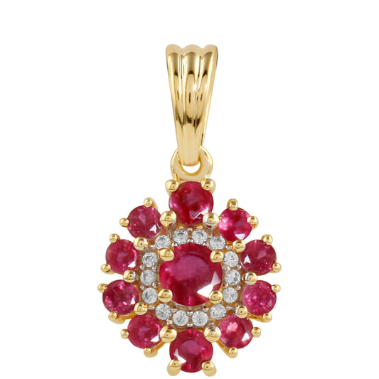 Pozlátený Strieborný Prívesok s Thajským Rubínom a Bielym Topásom