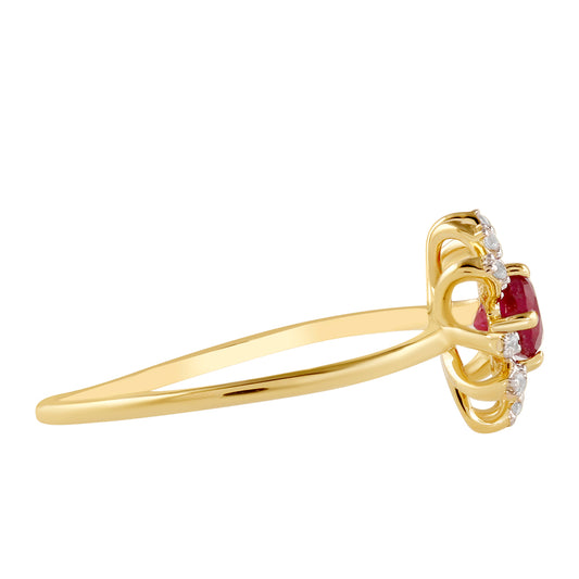 Pozlátený Strieborný Prsteň s Thajským Rubínom a Bielym Topásom
