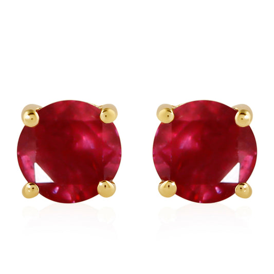 Pozlátené Strieborné Náušnice s Thajským Rubínom