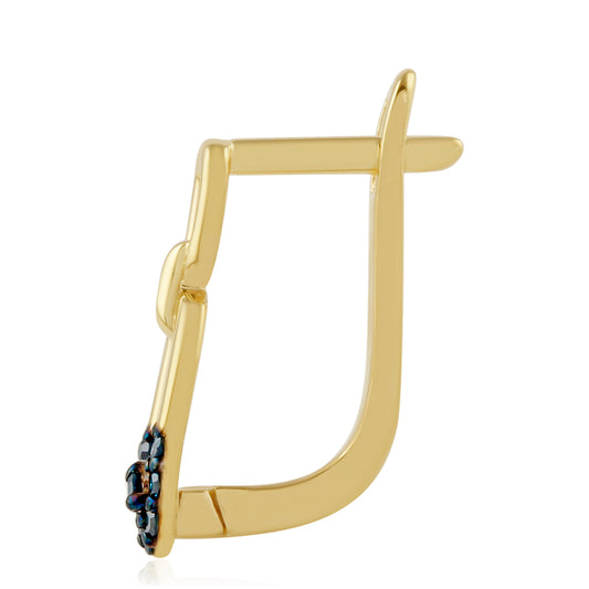 Pozlátené Strieborné Náušnice s Modrým Diamantom