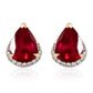 Zlaté Náušnice s Madagaskarským Rubínom a Bielym Zirkónom