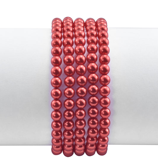 Pozlátený Strieborný Náramok s Červená sladkovodná perlou