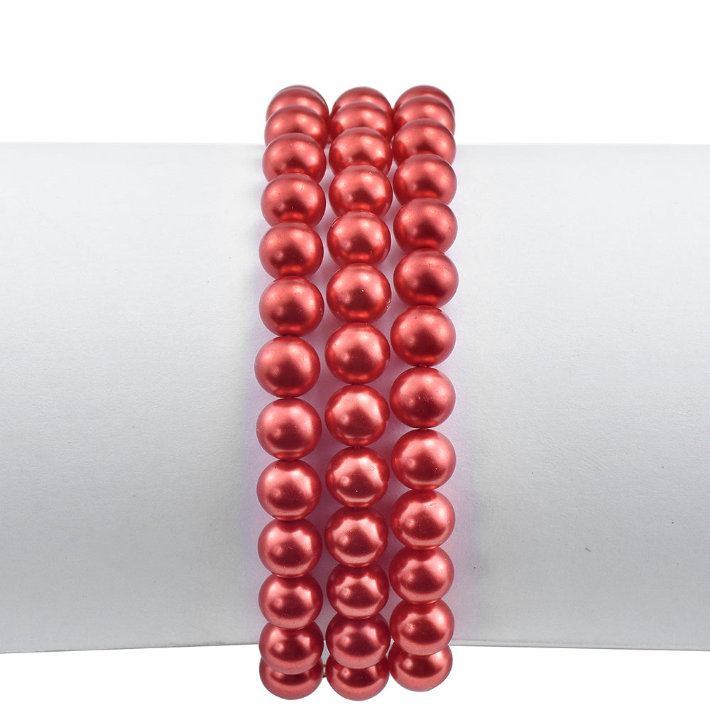 Pozlátený Strieborný Náramok s Červená sladkovodná perlou 2 