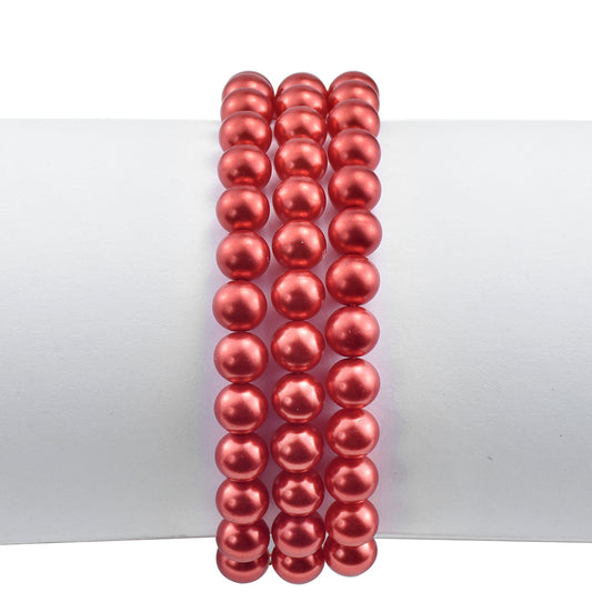 Pozlátený Strieborný Náramok s Červená sladkovodná perlou