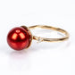 Pozlátený Strieborný Prsteň s Červená sladkovodná perlou a Bielym Topásom