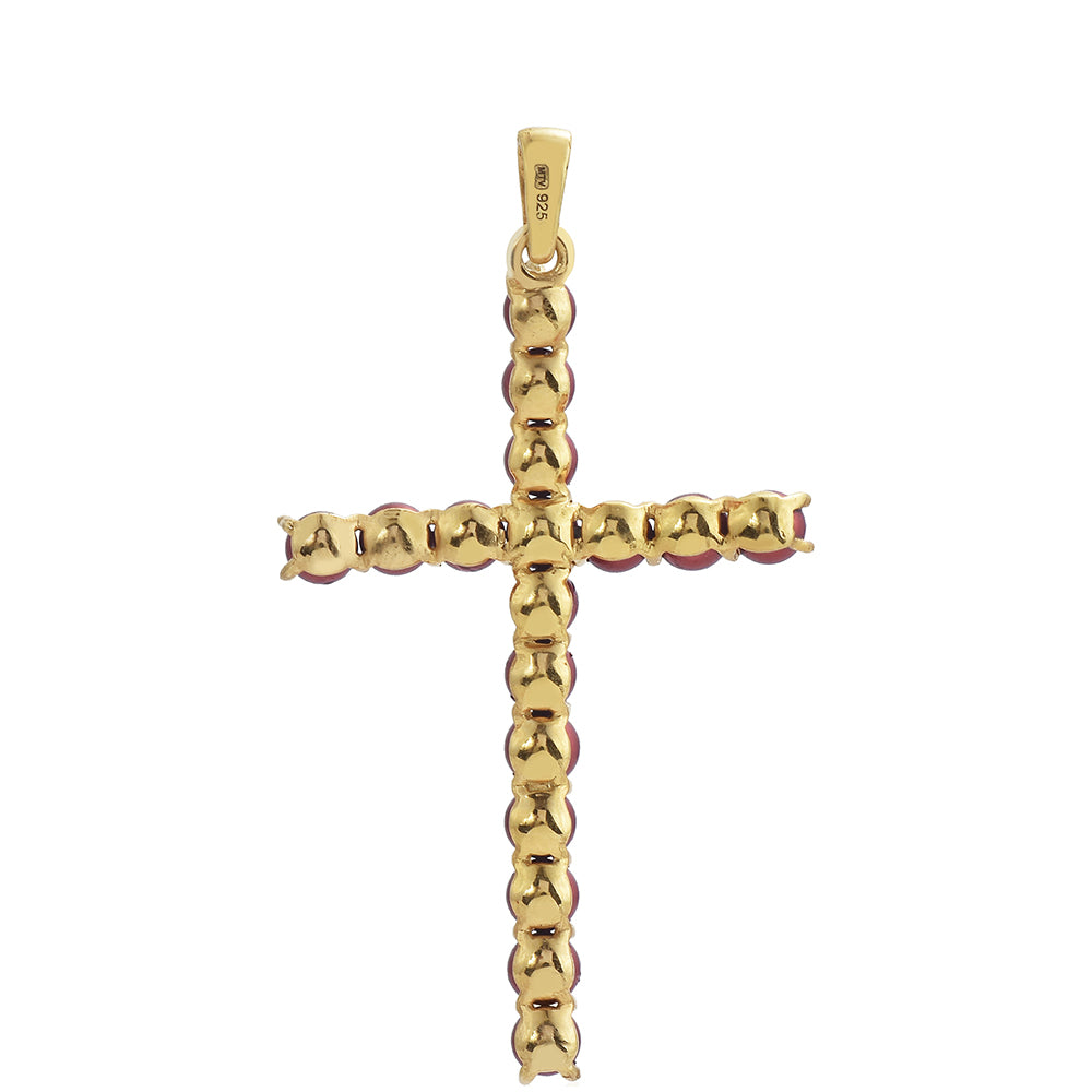 Kríž Pozlátený Strieborný Prívesok s Červená sladkovodná perlou 2 