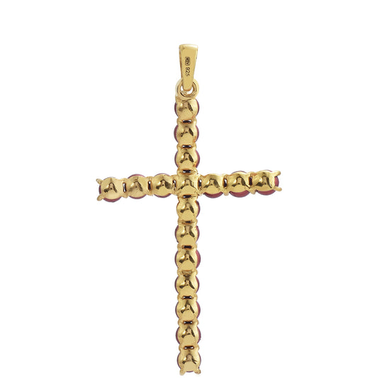 Kríž Pozlátený Strieborný Prívesok s Červená sladkovodná perlou