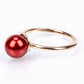 Pozlátené Strieborné Sada s Červená sladkovodná perlou ( Náušnice+Prsteň +Prívesok )