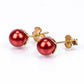 Pozlátené Strieborné Sada s Červená sladkovodná perlou ( Náušnice+Prsteň +Prívesok )